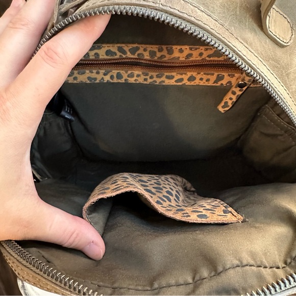 Burkely Leather Croco Cody dome texture gray green tan backpack soft Croc - Picture 10 of 16